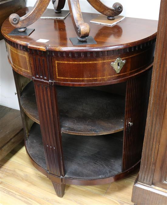 A 19th century Dutch inlaid mahogany demi lune cabinet, W.74cm